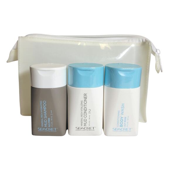 Seacret Travel Kit Mud Shampoo/Conditioner/Body Wash Minerals From The Dead Sea - Picture 1 of 2
